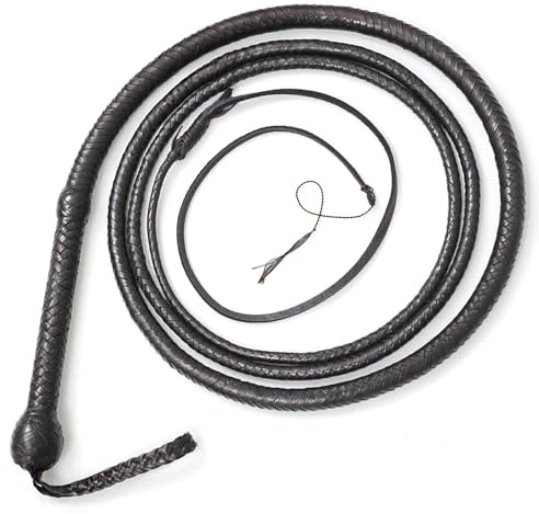 Bull Whip 06 to 16 Feet 12 Strands Real Cowhide Leather Equestrian Bullwhip Flexible Leather Belly & Leather Bolster Inside (06)