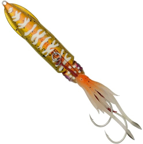 Savage Gear Pilker zum Hochseeangeln Swimsquid Inchiku 9,7cm 150g, Farbe:Orange Gold Glow