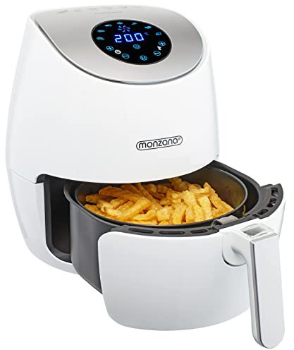 MONZANA® 3.6 Litre Digital Air Fryer 1500W | LED Touch Display Control Panel | Timer Temperature Non-stick Basket | Low Fat No Oil Healthy Cooking 3.6L White