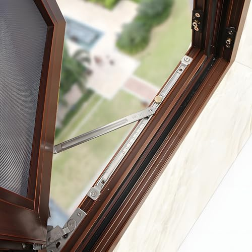 I-EASYDWW Casement Window Hinges - Friction Stay Hinges, Stainless Steel, European Grooved Windows, 12 inches, 1 Pair