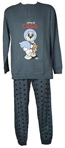 CRAZY FARM Pigiama Uomo Cotone Interlock Invernale Manica Lunga Collo Serafino Pantalone e Maglia con Polsini Articolo 15788, 2520 Casa Avio, S