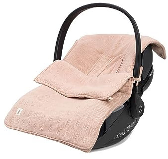 Jollein Fußsack Grain Knit Wild Rose - Für Babyschale Kinderautositz Gruppe 0+ und Kinderwagen - Für 3- und 5-Punkt-Gurt