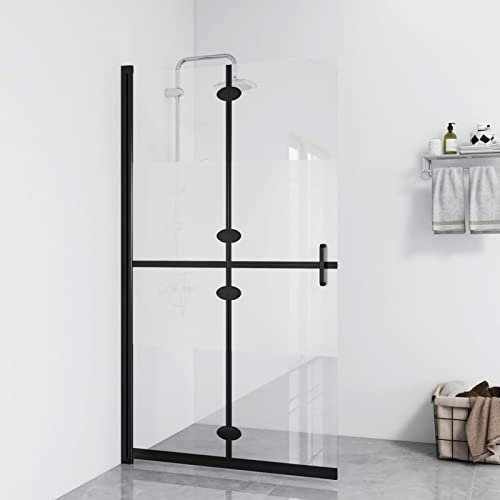 Homgoday Vikbar duschvägg halvfrostat ESG-glas 90 x 190 cm duschväggar och omgivning hårdvara