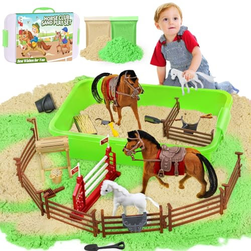 Joellfuner Sand Sandbox Set, Knetsand Kit mit 1 KG Spielsand in 2 Farben, Magic Sand Bauernhof Spielzeug Geschenk für Jungen Mädchen