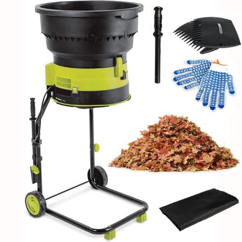 QYOEGSQ Electric Leaf Mulcher Compost Shredder,2500W Garden Leaf Crusher with Wheels and Storage Bag,8000rpm Electric Chipper,for Yard Cleanup, Composting
