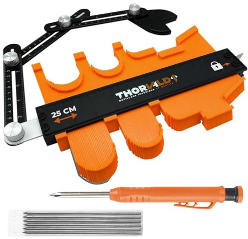 Calibro di contorno, 25 cm Bloccabile Copiatrice di Contorno con Matita Cantiere, per tracciare i modelli di taglio di piastrelle e parquet