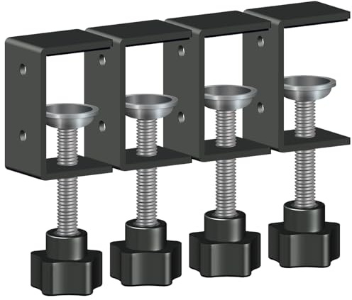 Jhanw 4-Pack 1 Inch Heavy Duty Mini C Clamps, Black Metal Desk Clamps with 0-1.38 Inch Clamping Capacity - Perfect For Workbenches, Diy Projects & Crafting(parallel clamps)
