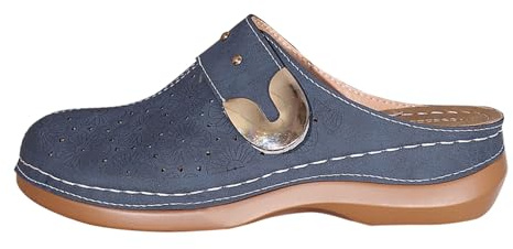 Kilskor för kvinnor slip-on stängd tå clog mules damer ortopediska skor bred passform låga kilsandaler skor kudde promenadsandaler med fotvalvstöd och justerbar spännrem