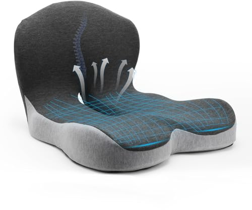 MIULEE UIPI ortopedisk sittdyna med ryggstöd, ergonomisk sittdyna ortopedisk, kontorsstolskudde, stolkudde, sittring, svanskokudde för kontorsstol och bil, sidostöd och komfort