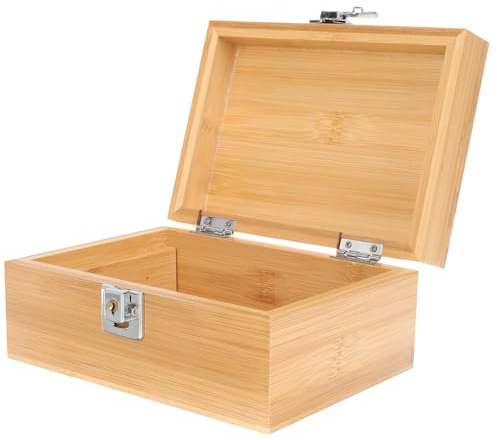 POPETPOP Humidor Portátil De Madera Natural 17.9x8.3x12.7 Cm Caja De Almacenamiento Reutilizable Compacto para Viaje Profesional y Exterior Diseño Texturizado para Amantes De Cigarros
