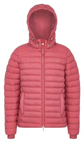 LeMieux Young Rider Ruby Puffer Jacket - Lightweight and Water-resistant - Detachable Hood - Durable Two-way Zip - Cranberry - 9-10 Years