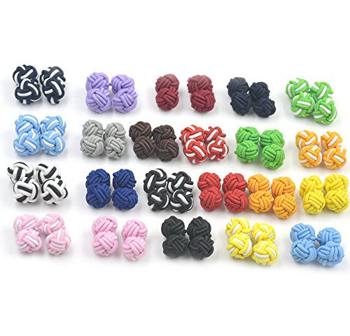 fujiyuan 10 Paar Manschettenknöpfe Seide Knoten Manschettenknöpfe Cool Farbe zufällig senden