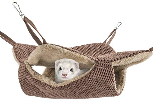 Niteangel Pet Hammock Swing Snuggle Sack for Ferret Rats Suger Glider Squirrels - Napping Bed Pocket (Chocolate)