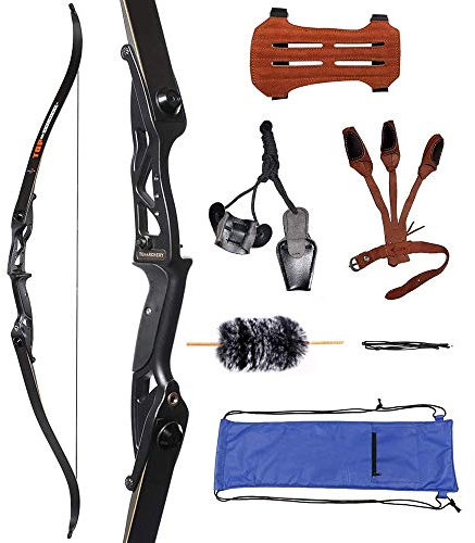 Huntingdoor 56 Takedown Recurvebogen Bogenschießen Bogen set Erwachsene Sportbogen mit Zubehör 30-50 lbs Jagd Recurve langbogen für Anfänger Pfeil Zielübung (50Lbs)