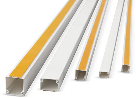 LION Electric Canaleta para cables, cinta adhesiva blanca 25 x 25 mm, 12 x 1 m, compartimento para ocultar, listón de cables con cinta adhesiva de espuma para escritorio, pared