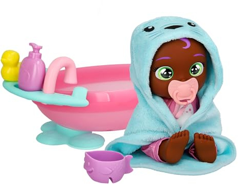 Cry Babies Newborn My First Bath Tiff - Interactive Baby Doll Bathtub Set with 20+ Baby Sounds, Girls & Kids Age 18M and Up