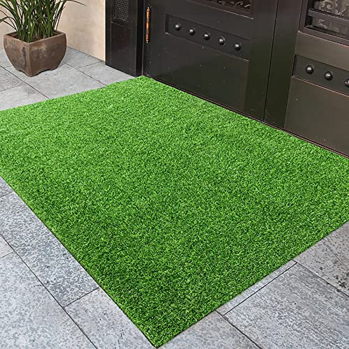 Kunstrasenteppich mit hoher Dichte, 160 x 200 cm, rutschfest, haustierfreundlich, Rasenteppich für den Innen- und Außenbereich, natürlich aussehender Kunstrasen-Teppich, für Garten, Terrasse,