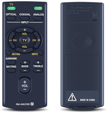 TCNOUMT RM-ANU159 Télécommande de rechange pour barre de son Sony HT-CT60 HT-CT60/C SA-CT60 SS-WCT60 RMANU159