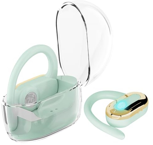 Générique Écouteurs Bluetooth sans Fil, Croche sur l'oreille,étanchéité IPX5, Bluetooth 5.3, compatibles avec iOS/Android/Windows. Couleur élégante Vert Pale Tout activité