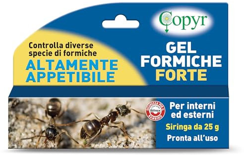 Copyr Gel Formiche Forte - Siringa Insetticida Antiformiche Pronta all'Uso, contro Formica Comune e Tropicale - 25g x 3 Pz, Esca Ideale per Ambienti Interni e Intorno ad Edifici, Giardino e Terrazza
