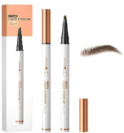 2 Stück Microblading Augenbrauenstifte, 2025 Upgraded 3D Wasserfest mit 4 Gabelspitzen, Langlebig, Natürlich, Feiner, ein Magischer Eyebrow Pencil für Frauen und Mädchen (Dunkelbraun 2Stück)