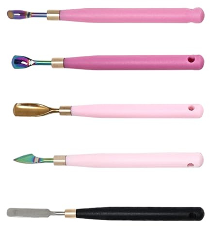 Cuillères à ongles de qualité professionnelle - Design coudé pour pousse-cuticules hygiénique et application de gel sans couture - Repousse-cuticules en fer à cheval