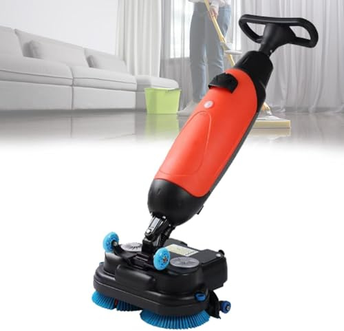 Pvxa 18 Commercial Floor Scrubber Machine, Compact Walk Behind Commercial Floor Scrubber Dryer, 13000 Sqft/H, with 18 Cleaning Width, Rotary Double Brushes 360° Red