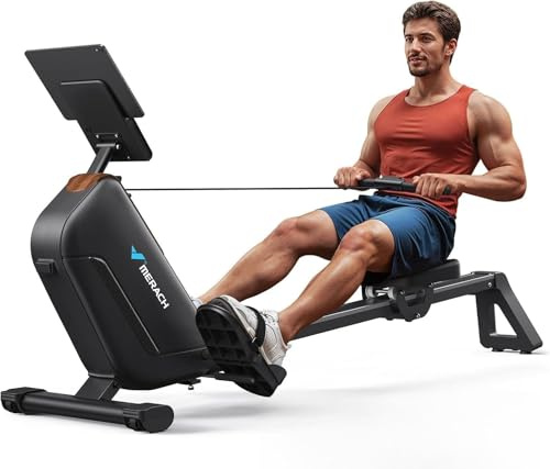 MERACH Rowing Machine for Home Gym, Upgraded Powerful Magnetic Rower with Enhanced Resistance System and 130 cm Extended Rail, Ideal for High Resistance Rowing(R15 Pro - Electric Adjust)