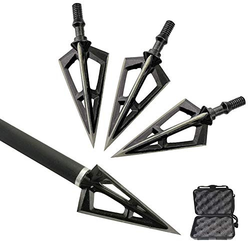 MILAEM 6 pcs Tir À l'arc Pointes de flèche Broadheads 100 Grain Flèche Têtes Flèche Pointe pour Arc recourbé composé Flèche de Chasse (Broadheads + Box)