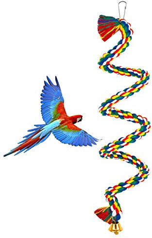Papagei Kletterseil Vogel Baumwolle Schaukel Papagei Spielzeug Vogel Barsch Seil Bungee Seil mit Glocke für Vögel Wellensittiche Sittiche