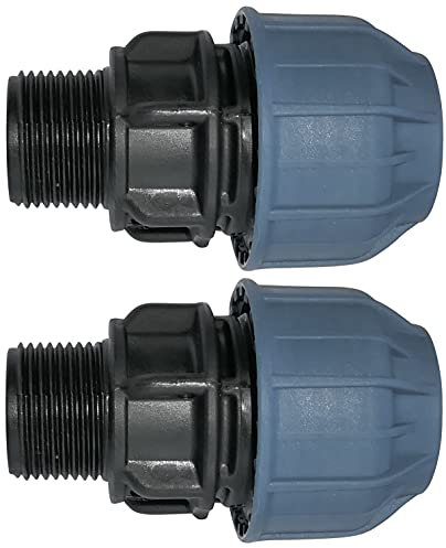 AERZETIX - C51920 - Lot de 2 Manchon/Adaptateur fileté - Réducteur de Compression Droit - raccord Filetage mâle 3/4 - pour Tuyau d'eau Ø25mm - en polypropylène - connecteur/réparateur
