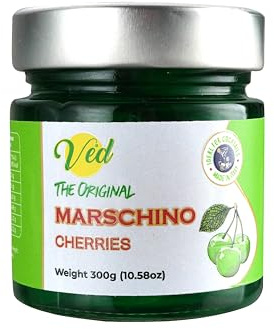 Ved Cerise Amarena - Cerise Confite Patisserie 300 g (Lot de 1) - Cerises Vegan pour Tous - Idéal pour la Pâtisserie
