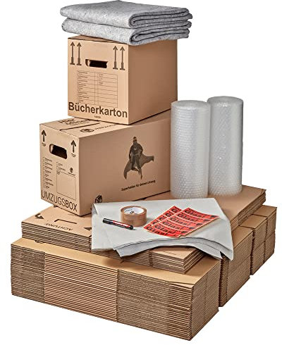 BB-Verpackungen Umzugskomplettpaket (2 bis 3-Zimmer-Wohnung bis ca. 75 m², Umzug, Angebotsset) - Sets zwischen 1-Zimmer-Wohnung und Häusern