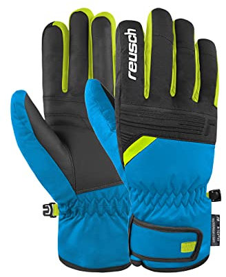Reusch Baldo R-TEX® XT Winddichte, wasserdichte, atmungsaktive und warme Unisex Winterhandschuhe Fingerhandschuhe Schneehandschuhe Skihandschuhe für Damen und Herren, blau-schwarz-gelb, 9