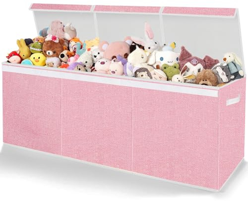 Pantryily Toy Storage for Girls - Extra Large Kids Toy Box Chest,Collapsible Toy Organizers and Storage for Nursery,Playroom,Office 35.8x12.6x16(Pink)