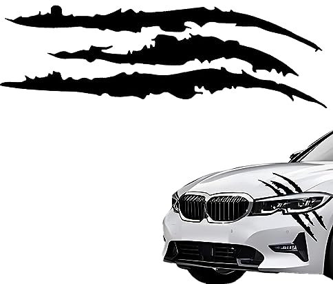 Monster Klaue Aufkleber,1Paar Augenbrauen Scheinwerfer Aufkleber,Auto Wasserfeste Vinyl Decals Autoaufkleber,Dekoration Monster Klaue AutoAufkleber Aesthetic Sticker (Schwarz)