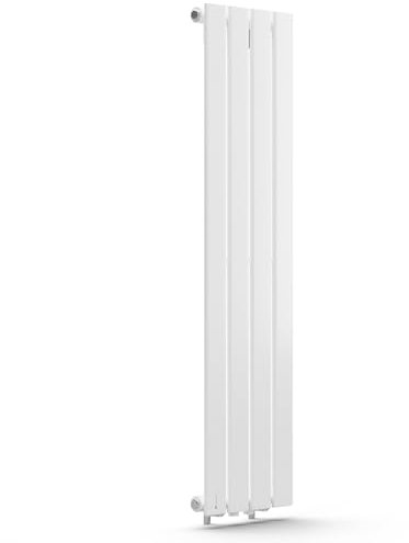 Blumfeldt Radiador de baño, diseño plano, económico y plano, vertical, 733 W, agua caliente, radiador de pared para baño y salón, radiador vertical silencioso con termostato