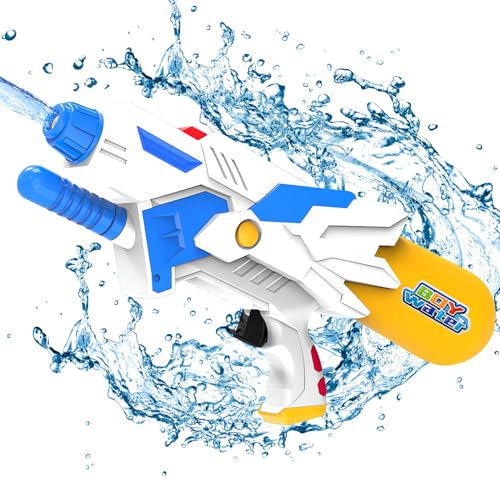 Boloshine Water Pistol for Kids, 400ml Powerful Water Gun, Summer Outdoor Water Blaster Shooting Game, Beach Swimming Pool Garden Party Squirt Guns Water Fighting Toys for Kids Adults (White Mecha)