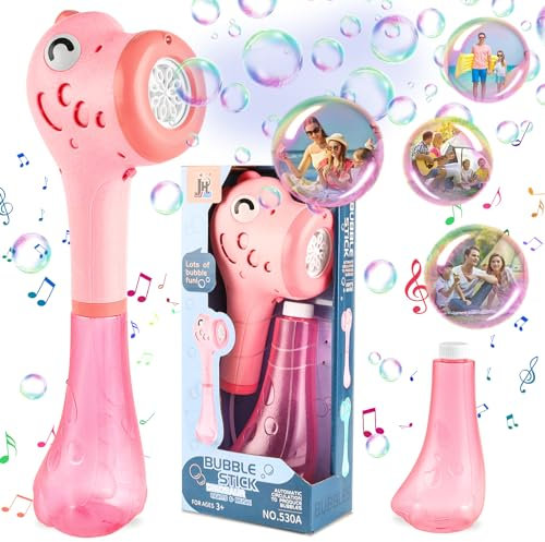 Elektrische Seifenblasenmaschine, Seifenblasenpistolen, Automatische Seifenblasenpistole, Dinosaurier Bubble Stick Seifenblasenspielzeug 4000+ Seifenblasen/Min, für Kinder/Geburtstag/Party (Rosa)