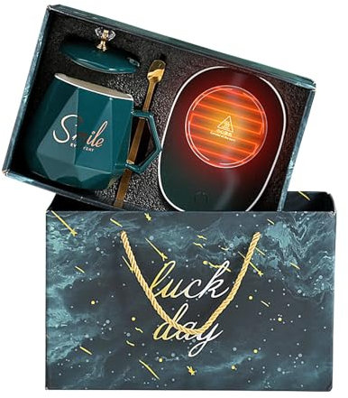 Tasse à café chauffante 2 en 1 de 400 ml avec chauffage, rechargeable par USB, 16 W, chauffe-café électrique, cadeau chauffant pour le café, les boissons, le lait, le thé, le chocolat