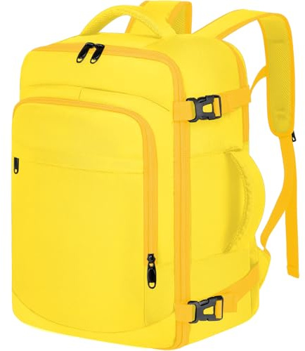 ENZOSUM Mochila Viaje Cabina Avion 40x20x25 para Ryanair Equipaje de Mano 40x20x25 Ryanair Mochila Bolso Mujer de Mano Hombre 20L Maletas de Cabina Vuelo Portatil Impermeable,Amarillo
