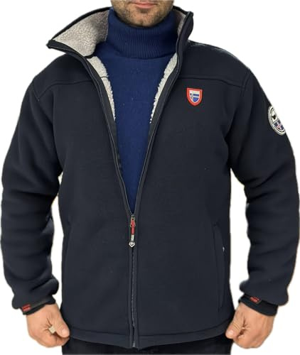 Giacca Invernale da Uomo, Giubbotto in pile Imbottito di pelliccia ecologica con Zip, cappotto elegante con Fodera calda, blu e nero petrolio DEFENDER (IT, Testo, S, Regular, Regular, Nero petrolio)