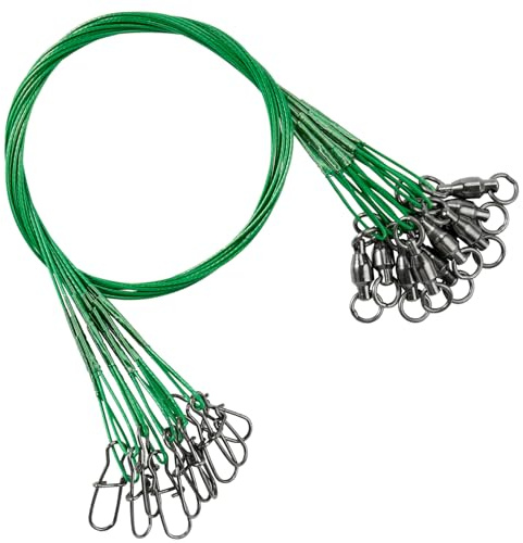 9Tong Saltwater Rigs Fishing Leader Steel Stainless Snap Fishing Leaders Freshwater Stainless Swivel Fishing Leader Wire Black Nickel #3 50lb 15.8in 20pcs