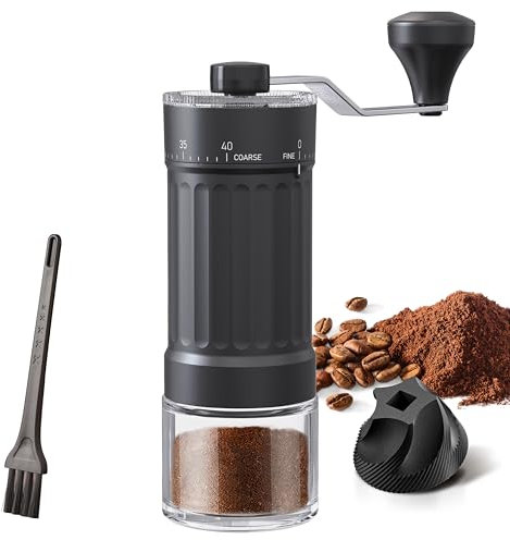Olkezz® Moulin à café manuel externe réglable, avec fraise conique contemporaine en céramique de haute précision, 40 niveaux réglables, pour Aeropress, Espresso, Verser Over, Cafetière à piston
