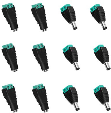 VILHTL 6 Pairs 12V DC Power Connector Male+Female 5.5 x 2.1MM Power Jack Plug Adapter Barrel Connector for CCTV Security Camera Led Strip Cable Wire Ends Plug