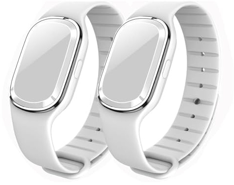 Ultrasonique Bracelet Anti-moustiques Bandes Répulsif Ultrasons Bracelet Anti-Insectes Montre Electronique pour Enfants et Adultes Camping l'escalade la randonnée (2, Blanc)