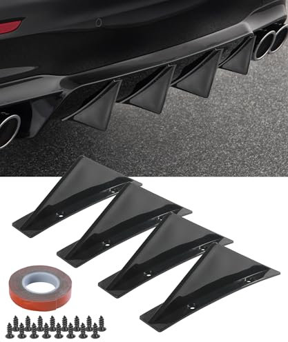 Flaconi 4PCS Spoiler Posteriori per Auto,Diffusore Paraurti Posteriore Inferiore Auto,Diffuser per Spoiler per Paraurti Posteriore,Circondato Paraurti Telaio (Nero)
