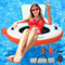 FBSPORT Piattaforma Galleggiante Gonfiabile per Attracco, Amaca Acquatica Gonfiabile per Lago con Portabicchieri, Anello Galleggiante, Isola Galleggiante per Piscina, Verde-Arancione Arancio verde