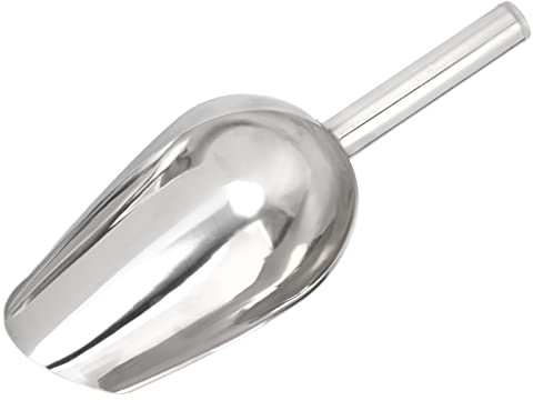 Large Stainless Steel Pet Food Scoop for Bird Seed, Poultry Feed, Animal Food Shovel Heavy Duty Strong Metal Scooper for Outdoor Use