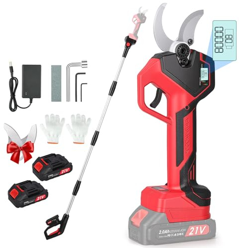 Tijeras De Podar Electricas: Tijera podar telescopica 40-25mm Ajustables Hoja SK7 - Tijeras de podar telescópicas con 2 baterías de 21 V/2000 mAh - Tijeras de Podar Bateria para Jardinería,Olivos